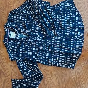 Anthropologie Long Sleeve Blouse, Tropical Birds, Sz 4P